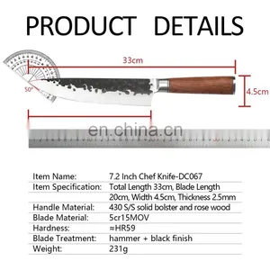 Professional Custom 7.2 Inch Kitchen Meat Cutting Knives Double Steel Head Wood Handle Stainless Steel Chinese Chef Knife thumbnail-5