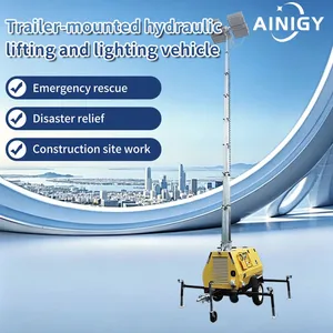 9m Hand Winch Lifting Mobile Lighting Tower Fitted With Air Cooled Diesel Generator for Construction Site & Mining Emergency Lighting thumbnail-4