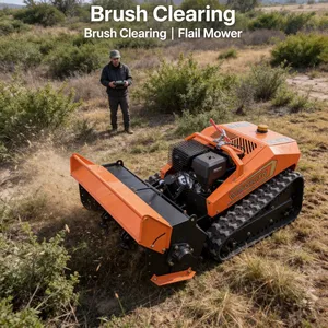 Vigorun 800mm Remote Control Flail Shredder Tracked Gasoline 60° Hill Climbing Weed Cutter With Hammer Blade 200m Range thumbnail-1