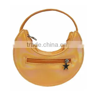 Lovely Moon Shape Orange Shiny PU Mini Handbag for Teen thumbnail-2