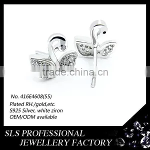 Korean Styles 925 Silver Jewelry Wholesale Girls Jewelry Cute Double Swans Stud Earrings thumbnail-3