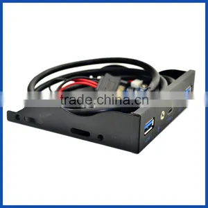 3.5" Expansion Floppy Bay Front Panel 2 USB 3.0 + Type C + HD Audio Ports Hub thumbnail-2
