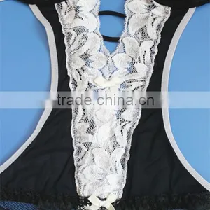 2016 Hot Sexy Front Open Black White Lace Lingerie Baby Teddie thumbnail-5