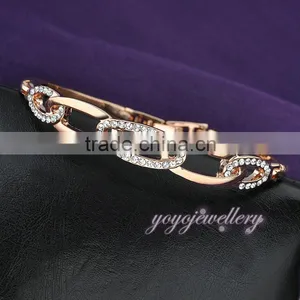 Womens Jewellery Link Shaped Crystal 18k Gold Bangle Saudi Arabia Jewelry thumbnail-2