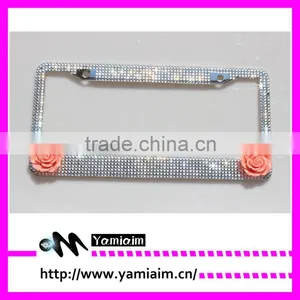 Luxury Flower Attchment Rhienstone License Plate Frame Car Accessories Auto OEM Girly Gift thumbnail-1