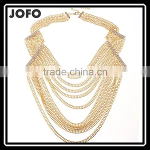 Europe And America High Quaity Gold Plated Long Section Of Multilayer Metal Necklace thumbnail-1
