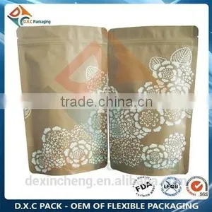 Stand Up Brown Paper Packaging Bag With Zipper Lined Foil thumbnail-6