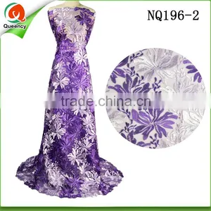 Polyester Fabric African French Lace Fabric Embroidery Design Tulle Lace NQ196-3 thumbnail-3