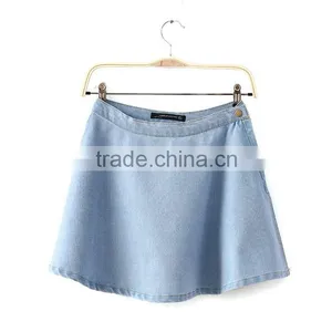 2015 Fashion European Casual Latest Design Knee Length Sexy Ladies Girls Short Denim Skirt Pattern thumbnail-2