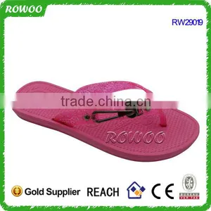 Cheap Beach Flat Sandals for Ladies,Glitter Pvc Straps and PCU Sole for Women thumbnail-1