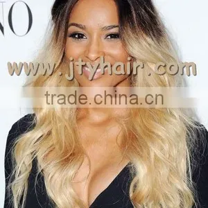 Best Selling Wholesale Price Ombre Two Tone #1b#613 Loose Wave, Soft & Durable Brazilian Virgin Hair Lace Front Wig thumbnail-1