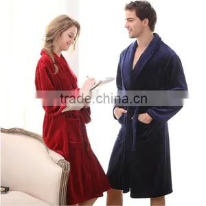 Autumn Winter New Flannel Robes Lovers Sleepwear Women Men Warm Dressing Gown Bathrobe Coral Fleece Robe Femme Camison Mujer thumbnail-1