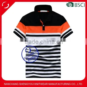 Custom Men's Casual Striped Pique Polo Shirt thumbnail-1