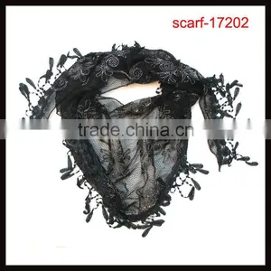 2014 Triangle Tassel Black Shiny Sequined Scarves thumbnail-1