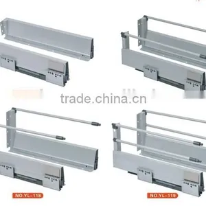 Three-fold Push&soft Close Drawer Slide Rail Floor Mount Drawer Slides With Iron Handles thumbnail-6