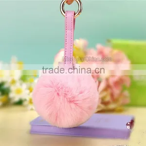 9cm Genuine Rex Rabbit Double Makeup Mirror Keychain Fur Ball Key Chain thumbnail-6