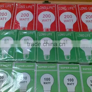 Incandescent Light Bulb Long Life Bulbs 220V B22 E27 Clear Bulb 60W 100W 200 WATT (Glowever) thumbnail-1