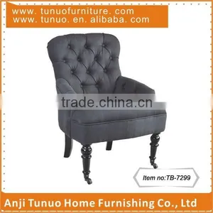Living Room Chair,Lounge,tufted Back and Arms With Buttons,Front Legs With Castors,TB-7299 thumbnail-1