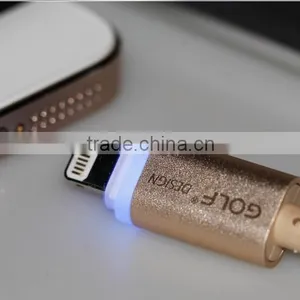 Fast Charging and Transmission Speed LED Metal Cable ,Golf LED Metal Braided Usb Cable for Lighting Smart Phone thumbnail-1