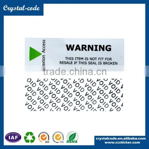 UV Printing Irreveersible Change High Residue Anti Fake Security VOID Label thumbnail-2