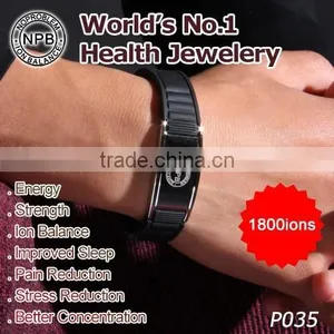 Noproblem P035 FDA Tiurmaline Germanium Bio Magnetic Stainless Steel Newest Fashion Silicone Bracelet thumbnail-4
