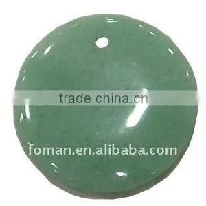 50mm Round Green Aventurine Semi Precious Stone Pendant thumbnail-1