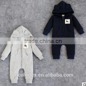 Baby Cartoon Casual Hooded Jumpsuit Stereo Modelling Embroidery Thicking Romper thumbnail-1