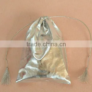 Gold/Silver Metallic Fabric Drawstring Favor Bags Pouch Directly From Factory thumbnail-3