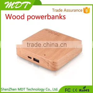 Tablet Phone E-charge Battery Backup Dual USB Ports 5200mAh Portable Mobile Wood Power Bank 5200mah , Gift Order Available thumbnail-1