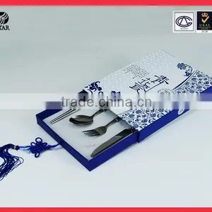 Wholesale Custom Blue Color Printing Hard Packaging Gift Paper Box Kraft Gift Paper Box for Knives and Forks thumbnail-1