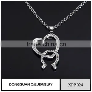 Crystal Necklace Pendant, Fashion LOVE Shape Pendant Jewelry With Imitation White Gold Plated thumbnail-2