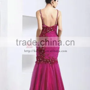 New Design Sexy Backless Spaghetti Strap Beaded Mermaid Fishtail Sleeveless Evening Dress 2014 thumbnail-3
