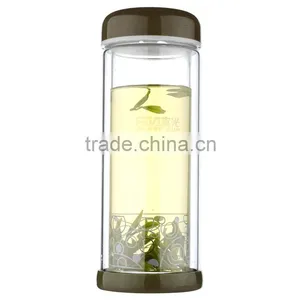 280ml Transparent Custom Double Wall Heat-resistant Tea Cup Portable Pyrex Glass Water Bottle thumbnail-6