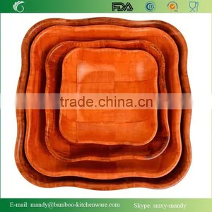 W622 Wooden Woven Snack Bowl, Woven Salad Bowl thumbnail-1