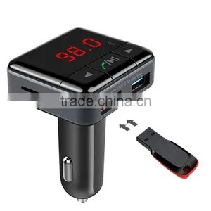 BC12 Dual USB Car Charger Bluetooth FM Transmitter Kit With APP Function, Support LCD Display / TF Card Music Play / Hands-free thumbnail-1