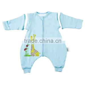 100% Cotton Anti Kicking Infant Child Foot Sleeping Bag Long Sleeve Without Filling Blue Style thumbnail-3