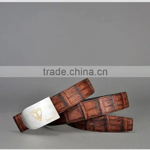 New Custom Brown Genuine Crocodile Belt for Men With Adjustable Buckle Wholesale thumbnail-1