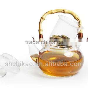 Glass Teapot With Bamboo Handle thumbnail-1