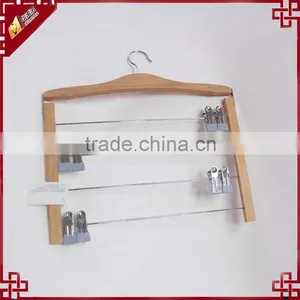 Space-saving 4 Tiers Metal Clips Wooden Skirt Hanger WK5398B thumbnail-6