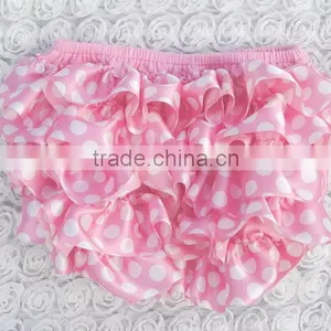 Boutique Newborn Toddlers Underwear Baby Lace Bloomer Satin Ruffle Pants Diaper Cover With Bow thumbnail-2