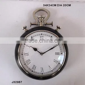 Vintage Style Metal Wall Clock in Black Colour and Round Shape thumbnail-1