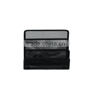 3 Divided Metal Mesh Desktop Paper And Letter Holder thumbnail-3