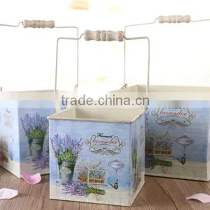 Galvanized Metal Bucket Garden Metal Bucket Wooden Handle Flower Metal Bucket thumbnail-2