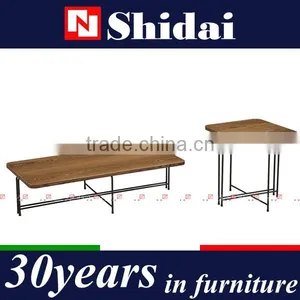 Iron Plate Legs Wooden Round Coffee Table Modern TA112 thumbnail-4