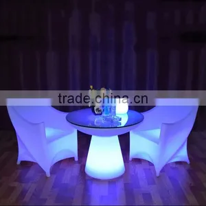 Popular Fashionable Led Luminous Round Bar Table and Chairs Stool Sets thumbnail-1