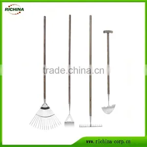 Stainless Steel Cultivator Tools, Dutch Hoe/leaf Rake/ Edger, Long Wood Handle, High Quality thumbnail-1