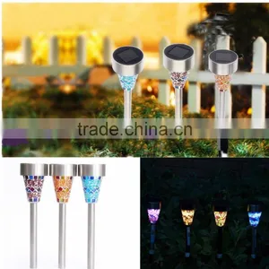 Solar LED Lighting Solar Powered Outdoor Garden Yard Stainless Steel Mosaic Light thumbnail-1