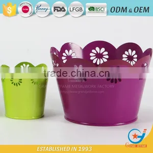 Garden Iron and Zinc Unique Powder Coated Outdoor Plant Coloured Flower Pots Colourful Pots for Plants thumbnail-5