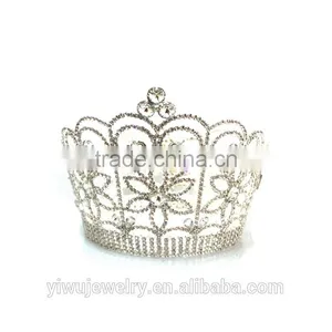 Fashion Crystal Silver Plated Full Round Princess Crown for Girls thumbnail-4