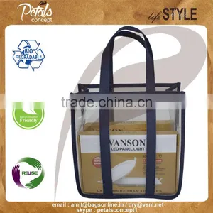 Hi Quality PVC See Through Totes With Jute Side Trimming & Handle - for Promotion thumbnail-5